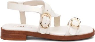 Frau Schoenen, Dames, Wit, 37 EU, Leer, Slippers met gesp