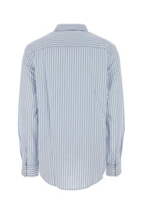 Calvin Klein Womens Embroidered Stretch Oxford Shirt Bluedescent Exterior: Cotton Elastane Camicie