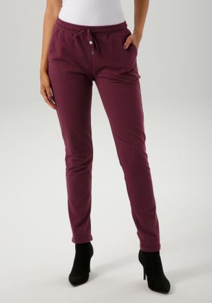 Aniston Schlupfhose ANISTON CASUAL, Damen, Gr. 36, N-Gr, rot (bordeaux), Sweatware, Obermaterial: 95% Baumwolle, 5% Elasthan, unifarben, figurumspielend kn&ouml;ch