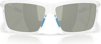 Costa Rinconcito 60mm Polarized Rectangular Sunglasses in Polished Clear /Gray 580G at Nordstrom