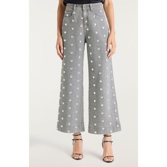 Cinq &agrave; Sept Betsy Studded Flare Ankle Jeans in Lune/Silver at Nordstrom Rack, Size 10