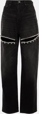 Area Embellished cutout straight jeans