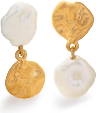 Monica Vinader x Mother of Pearl Keshi pearl stud earrings - women - Recycled Silver/18kt Gold/18kt Gold Vermeil - One Size