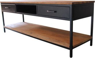 Decoclico Mueble de TV en metal negro y madera 2 cajones