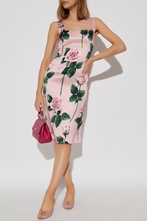 Dolce & Gabbana Dress With Floral Pattern, Womens, Pink