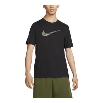 Nike Mens Nike Camouflage Logo Printing Casual Round Neck Short Sleeve Black T-Shirt DR7562-010