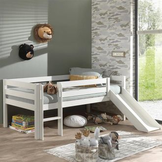 Vipack Vipack - Cama De Media Altura 90x200 Con Tobog&aacute;n Y Somier Pino Blanco