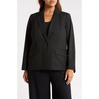 Kasper Washable One-Button Jacket in Black at Nordstrom, Size 20W
