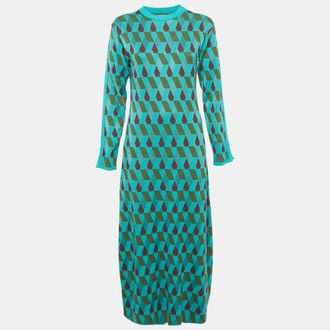 La DoubleJ La Doublej. Green Diamond Jacquard Knit Leisure Dress