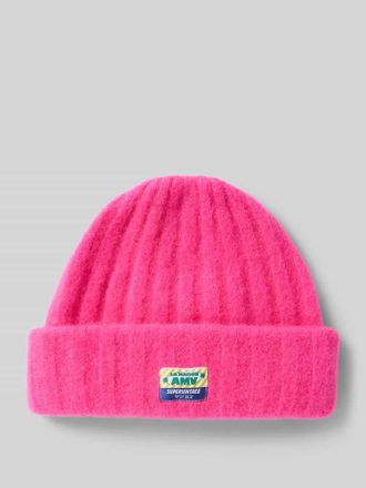 American Vintage American Vintage Strickm&uuml;tze mit Label-Patch Modell VITOW in Neon Pink, Gr&ouml;&szlig;e 1