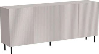 Dmora Aparador Corana, Aparador De Sal&oacute;n Con Cuatro Puertas Batientes, Elevado Del Suelo, 200 X 42 X 82 Cm, Beige
