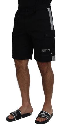 Dolce & Gabbana Mens Black Bermuda Cargo Casual Shorts Cotton Polyester Elastane