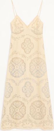 Valentino Abito Midi In Floral Stamp Blanket Donna ECRU/SILVER 36