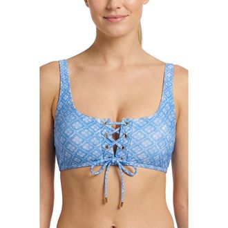 Change of Scenery Samara Lace-Up Underwire Bikini Top in Meridien Breeze at Nordstrom, Size X-Small