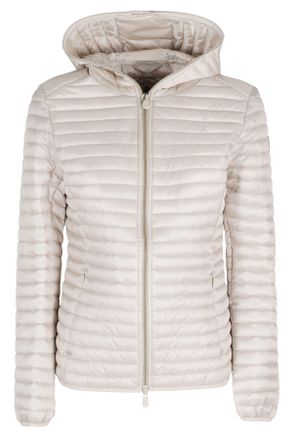 Save The Duck Beige Alexa Hooded Quilted Polyester Down Jacket