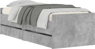 vidaXL Bed Frame with Drawers without Mattress Concrete Grey 90x190 cm Single Vidaxl
