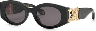 Roberto Cavalli Ovale Zonnebril - Dames - Zonnebrillen - Zwart - 53 MM - Accessoires