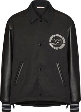 Valentino Garavani Heren, Jassen, Zwart, Maat: M Leer