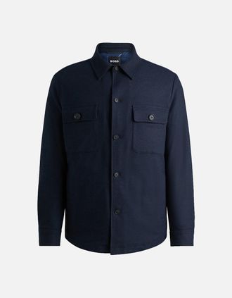 HUGO BOSS Mens Boss P-Carper-Os-Inpad244 Padded Overshirt Dark Blue - Navy - Size: 42