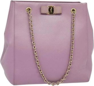 Ferragamo Tweedehands leren schoudertassen - Dames - Vintage Shopper - Paars - ONE Size - Leer - Vintage