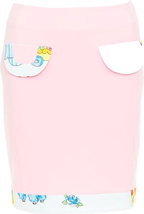 Moschino COUTURE! 2022 Runway Calico Animals pink cream mini skirt IT38 XS