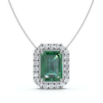 Pompeii3 7 1/2Ct Emerald & Diamond Pendant Gold 3/4 Tall 18 Necklace