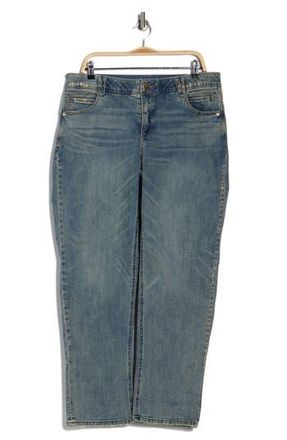 Democracy AB Solution High Waist Cuffed Boyfriend Jeans in Mid Blue Artisinal at Nordstrom Rack, Size 24W