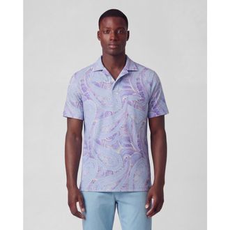 Lords of Harlech Marakesh Paisley Mens Wool Johnny Collar Polo in Marakesh Paisley Helio at Nordstrom, Size Xx-Large
