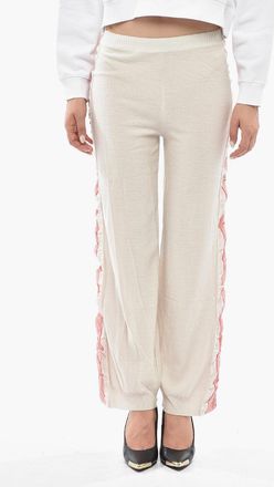 Stella McCartney Pantaloni in Lana Vergine con Spacco alla Caviglia e Banda Laterale in Seta Stella McCartney