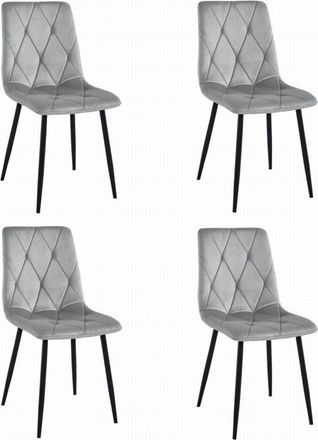 OEM Silla Libra - Terciopelo Gris Plata / Patas Negras X 4