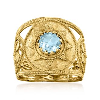 Ross-Simons Italian. Sky Blue Topaz Etruscan-Style Ring in 14kt Yellow Gold