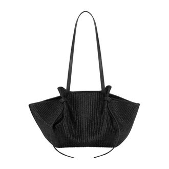 Yuzefi Tote Bags, female, Black, Size: ONE SIZE Mochi Woven Raffia Tote Bag