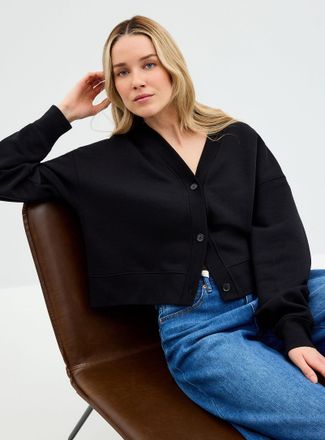 Contemporaine Womens Fleece-lined boxy-fit cardigan