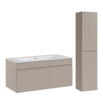 Petits Meubles Set de mueble con lavabo encastrable de y columna estratificado 100cm