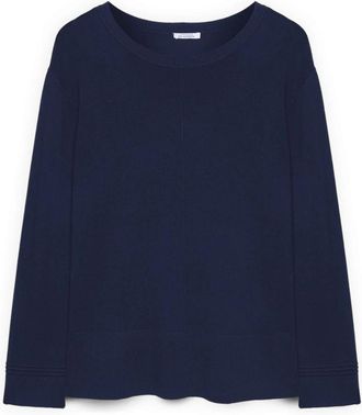 Fiorella Rubino Trui met boothals - Dames - Ronde hals truien - Blauw - L - Nylon - Truien & Vesten