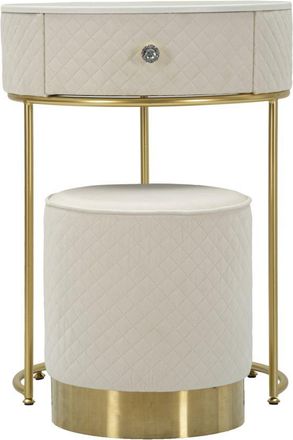Mauro Ferretti Mesita/tocador Con Puff Vellit Crema Cm &Oslash; 52x70 - &Oslash; 36x39