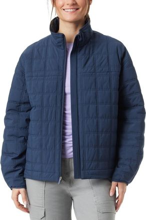 G.H. Bass & Co. Bass Outdoor Puffer Jacket Womens Navy Quilted Full Zip Oversized Spring FTS688