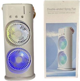 OEM Ventilador De Mesa De Doble Cabezal - 5 Velocidades, Recargable Por Usb - Luz Led - Para Camping, Oficina