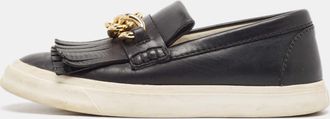 Giuseppe Zanotti Black Fringed Leather Slip On Sneakers