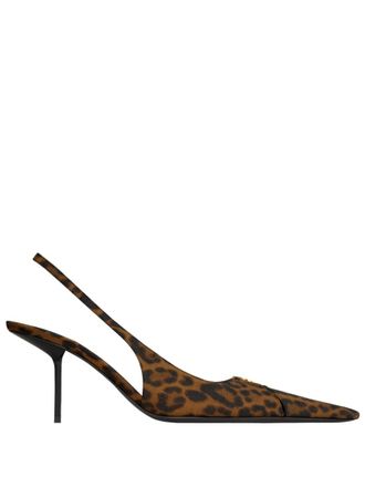 Saint Laurent Leopard Print Slingback Pumps