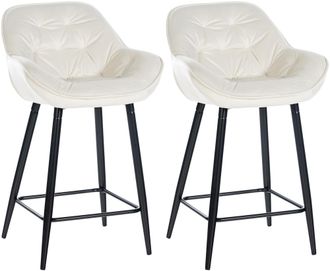 Clp Clp - Set De 2 Taburetes De Bar Gibson 76 De Terciopelo Crema
