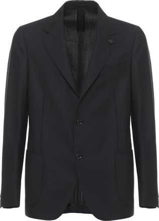 Lardini Classic Wool Jacket with Iconic Lapel Pin and Tailored Finish