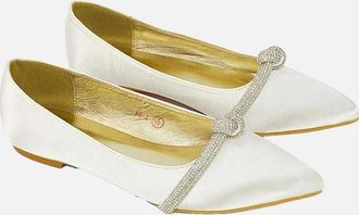 XY London Womens XY London Womens/Ladies Halley Diamante Bridal Ballet Flats - Cream - Size: 3