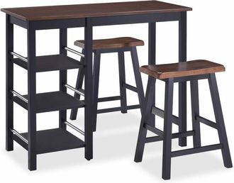 vidaXL Conjunto de mesa alta de cocina 3 piezas mdf negro Vidaxl