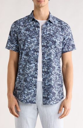 14th & Union Field Floral Performance Short Sleeve Shirt in Navy Spring Field at Nordstrom Rack, Size Xx-Large