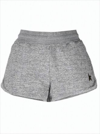 Golden Goose Heathered Grey Shorts With Elastic Waistband And Metallic Detail