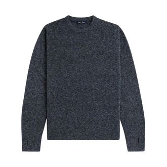 Fred Perry Round-neck Knitwear, male, Blue, XL, Boucle Crew Neck Jumper