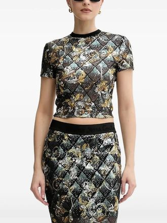 Versace Jeans Couture sequin-embellished baroque top - Black