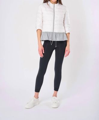Anorak Quilted Knit Peplum Puffer Jacket In White