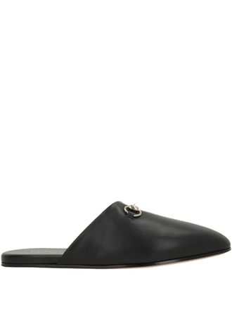 Gucci Horsebit leather flat mules - women - Calf Leather/Calf Leather/Calf Leather - 36.5 - Black